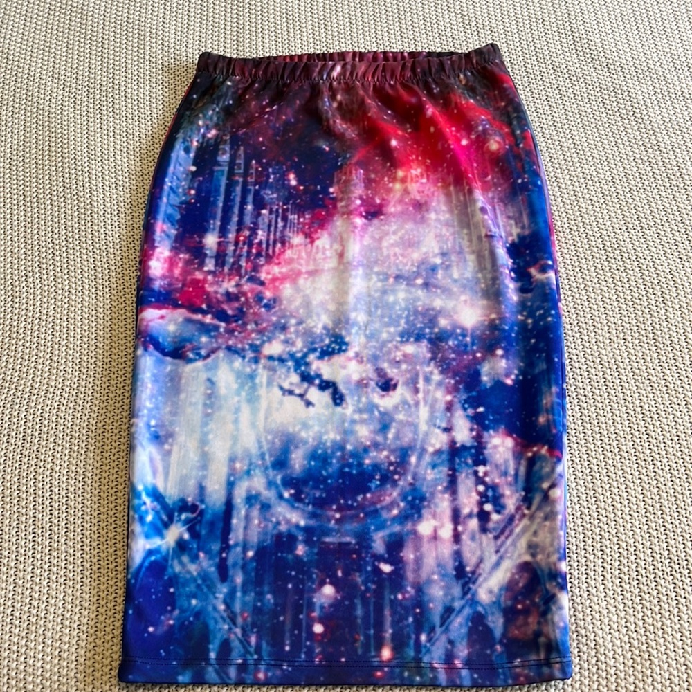 Galaxy Print Pencil Skirt